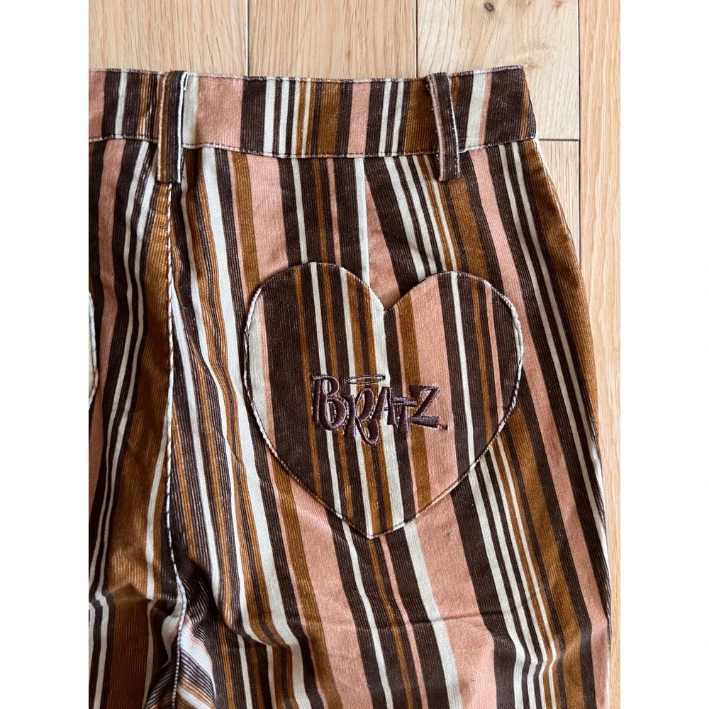 Dolls Kill x Bratz Striped Brown Corduroy Bootcut Pants High Rise Womens Size M - Picture 12 of 12